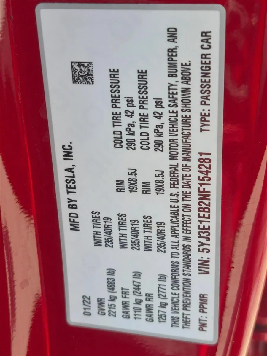 Used 2022 Red Multi-Coat Tesla Long Range image 23