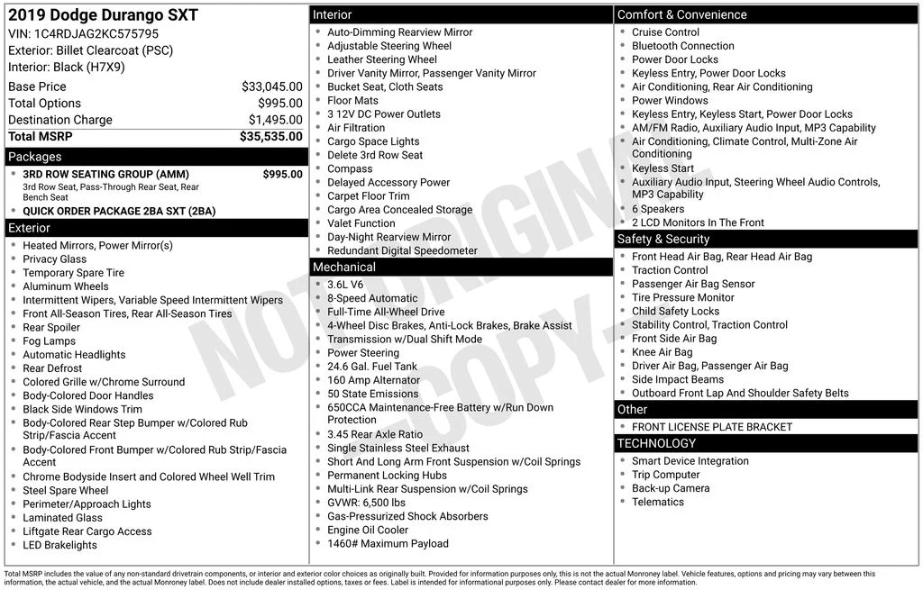 Used 2019 Billet Clearcoat Dodge SXT image 36