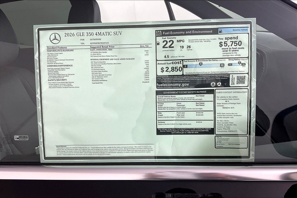 New 2026 Obsidian Black Metallic Mercedes-Benz GLE 350 image 14