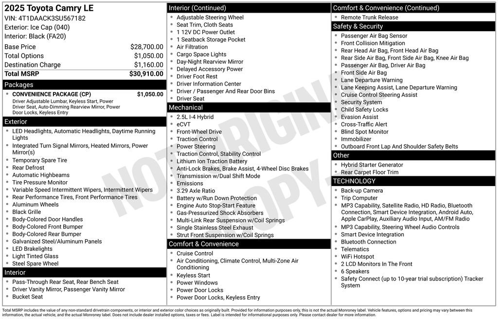 Certified Used 2025 White Toyota LE image 2