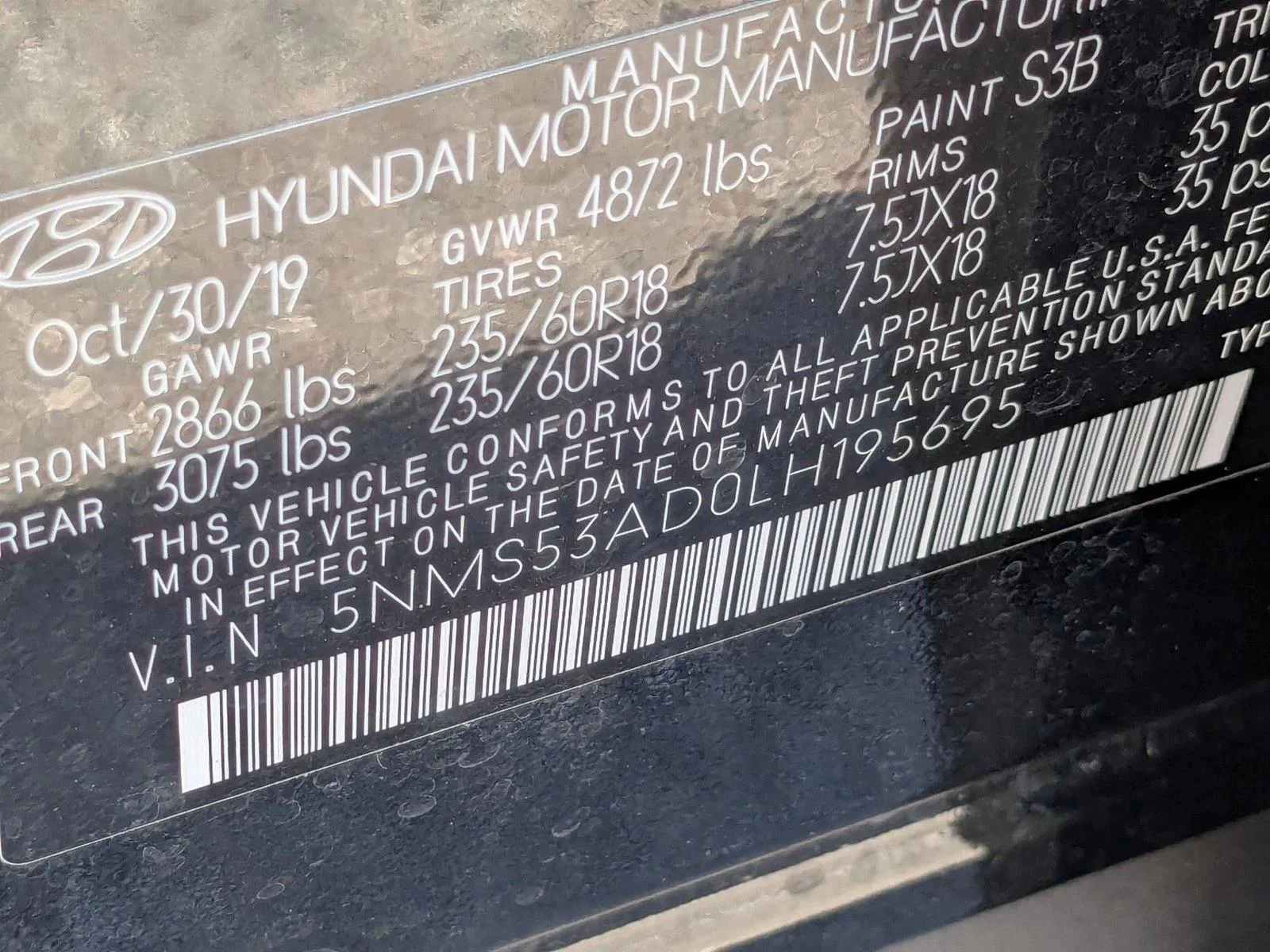 Used 2020 Twilight Black Hyundai Limited image 15