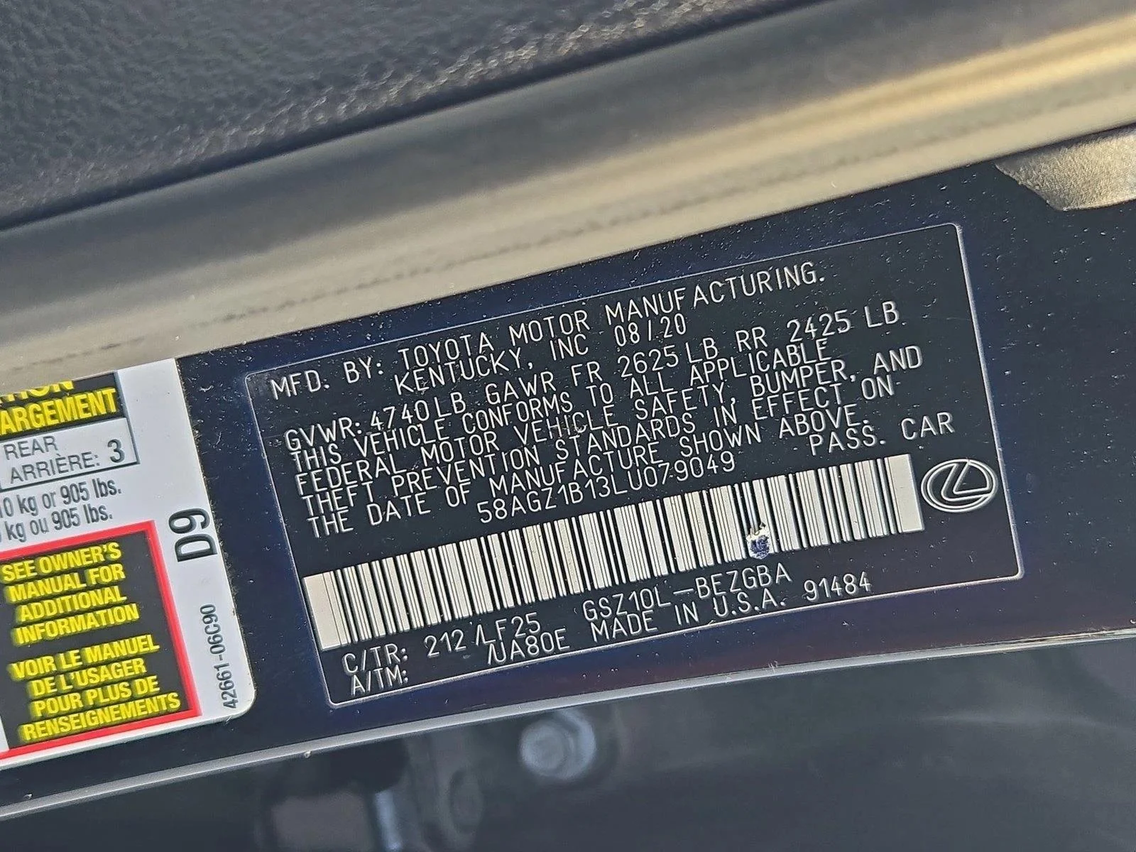 Used 2020 Obsidian Lexus ES 350 F SPORT image 15