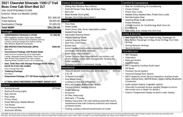 Used 2021 Silver Chevrolet LT Trail Boss image 7