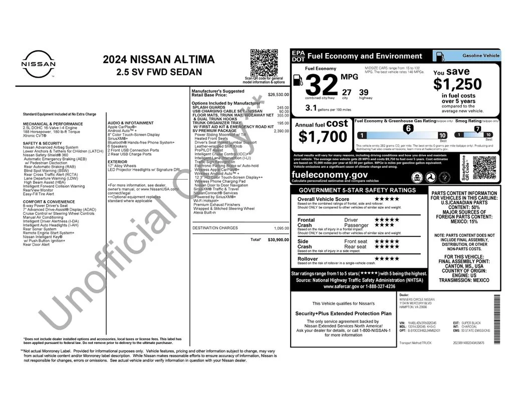 Used 2024 Black Nissan 2.5 SV image 6