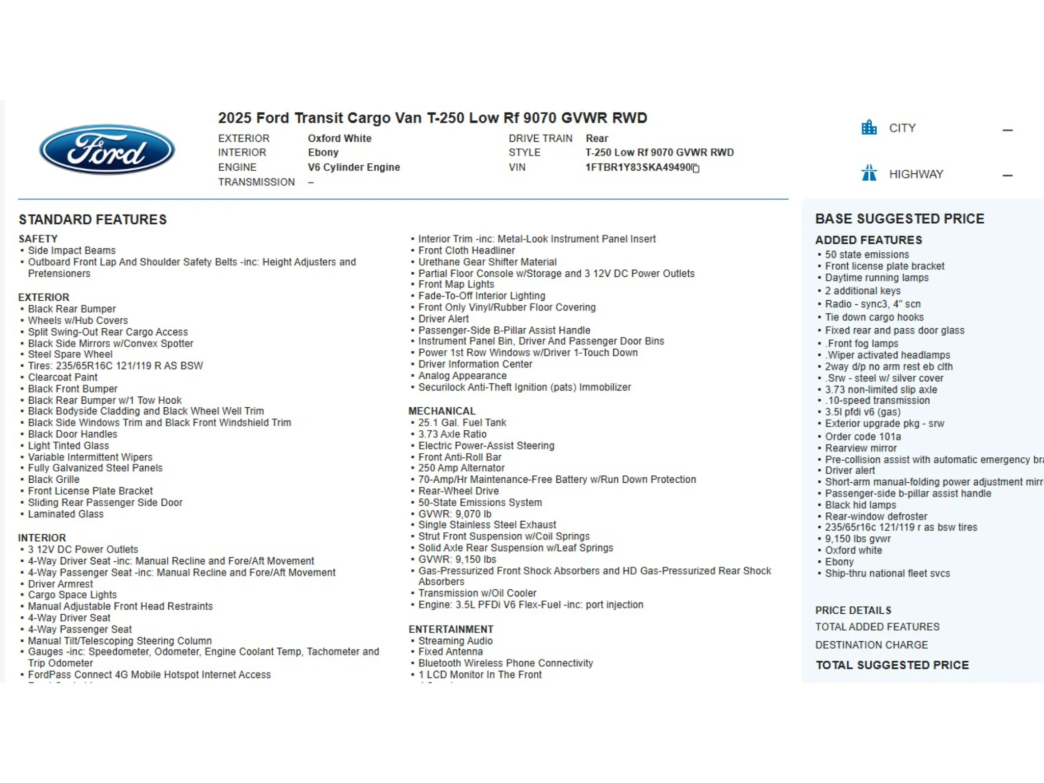 Used 2025 Oxford White Ford Base image 3