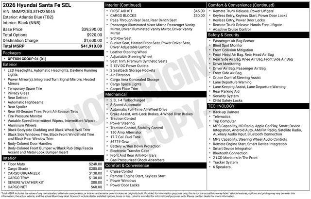 New 2026 Blue Hyundai SEL AWD image 39