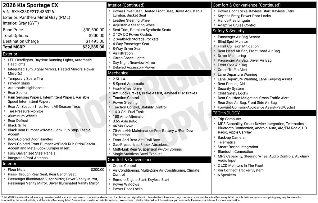 New 2026 Gray Kia EX image 2