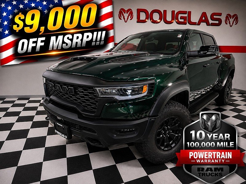 New 2026 Serrano-Green Metallic Exterior Paint RAM RHO 4x4 Crew Cab 5