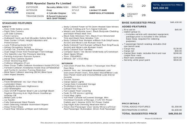 Certified Used 2026 White Hyundai Limited image 53