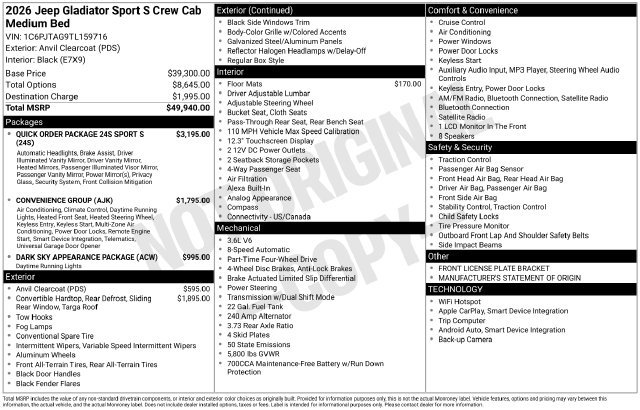 2026 Jeep Gladiator Sport S - Photo 41