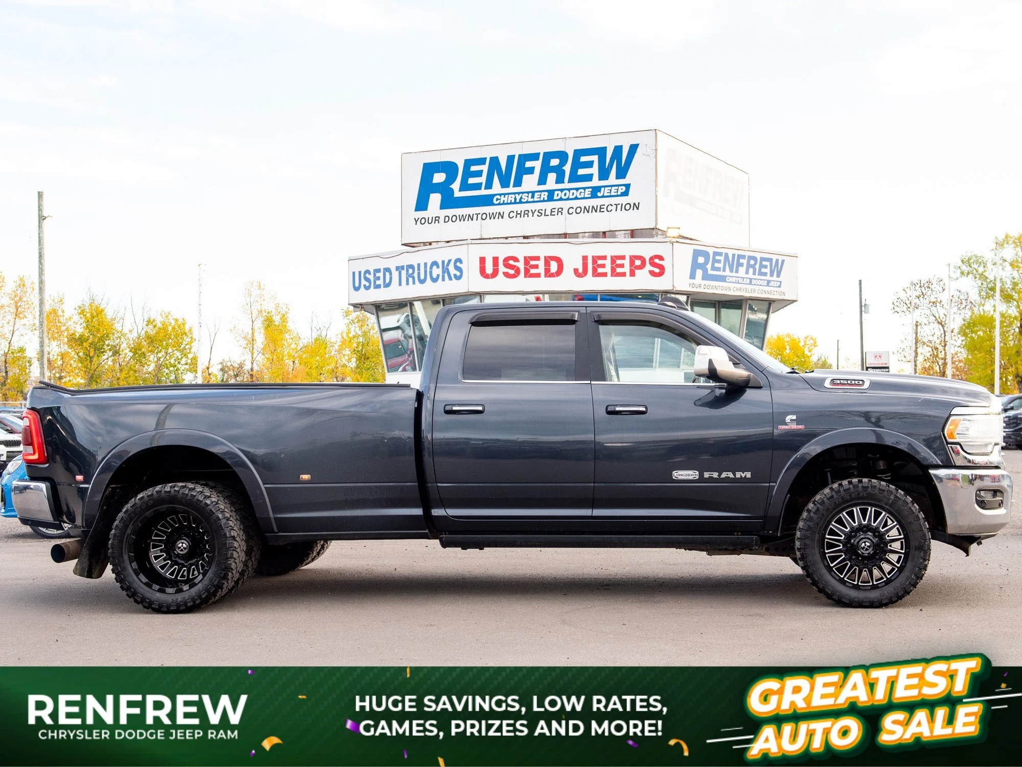 Certified Used 2019 Silver RAM Laramie Longhorn* Crew Cab 4x4, MECHANICS SPECIAL, AISIN, Sunroof, Safety Group image 1