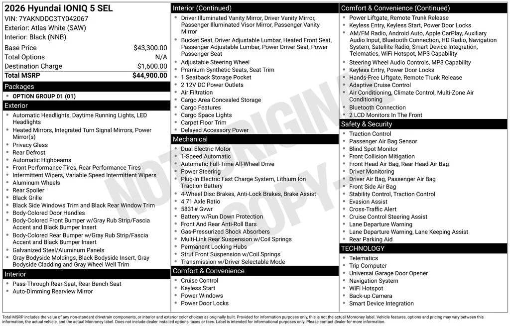 Certified 2026 Hyundai IONIQ 5 SEL with VIN 7YAKNDDC3TY042067 for sale in Highland Park, IL