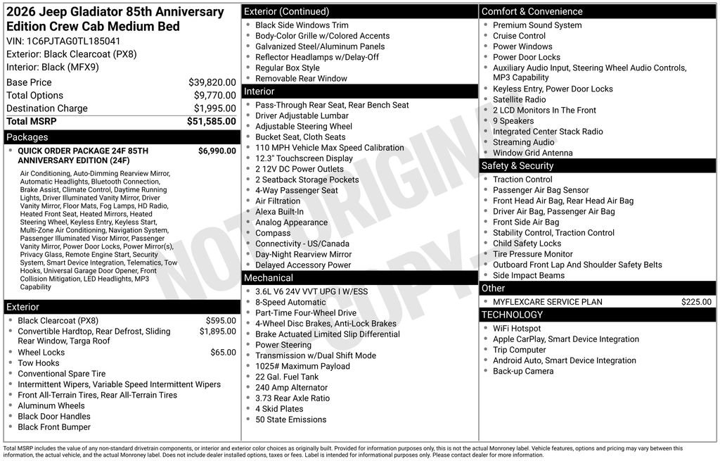New 2026 Black Clear-Coat Exterior Paint Jeep 85th Anniversary Edition image 30