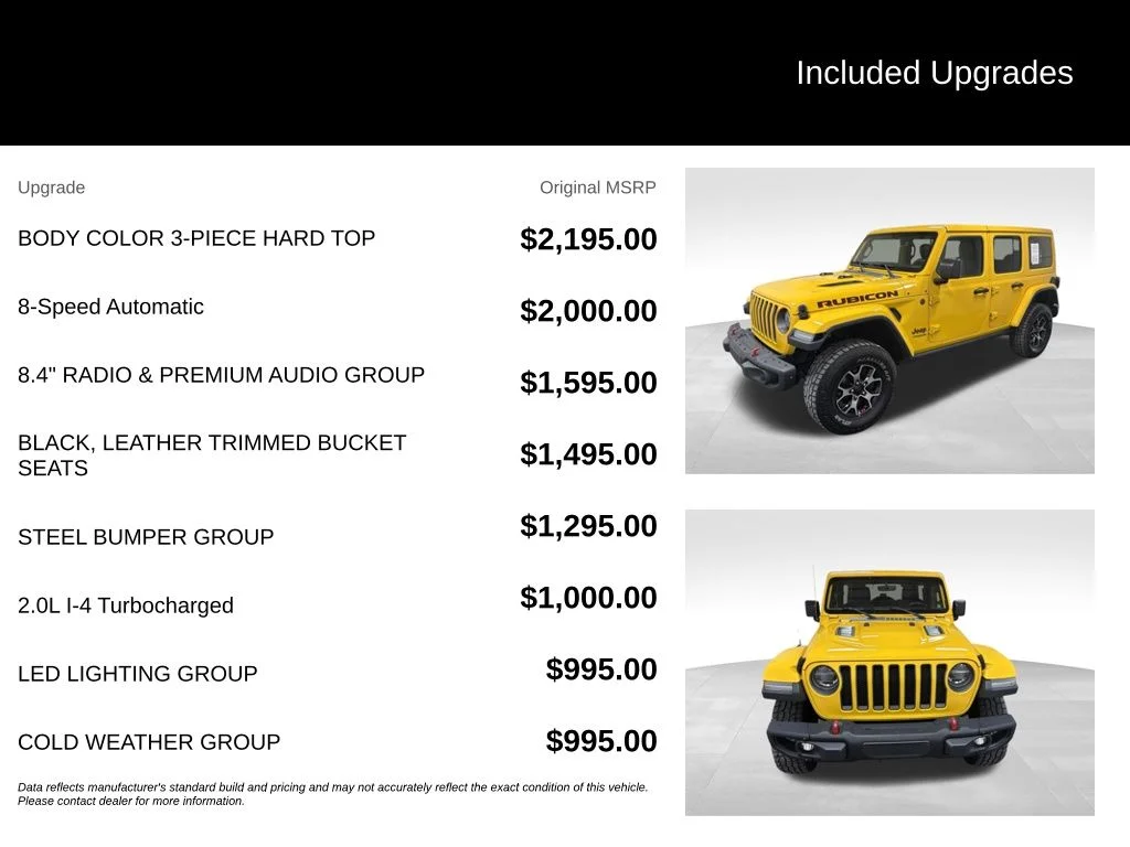 Used 2019 Yellow Jeep Unlimited Rubicon image 2