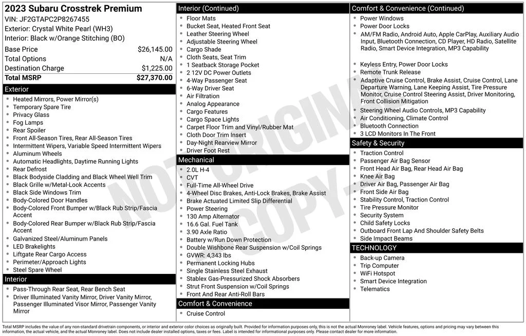 Used 2023 White Subaru Premium image 6