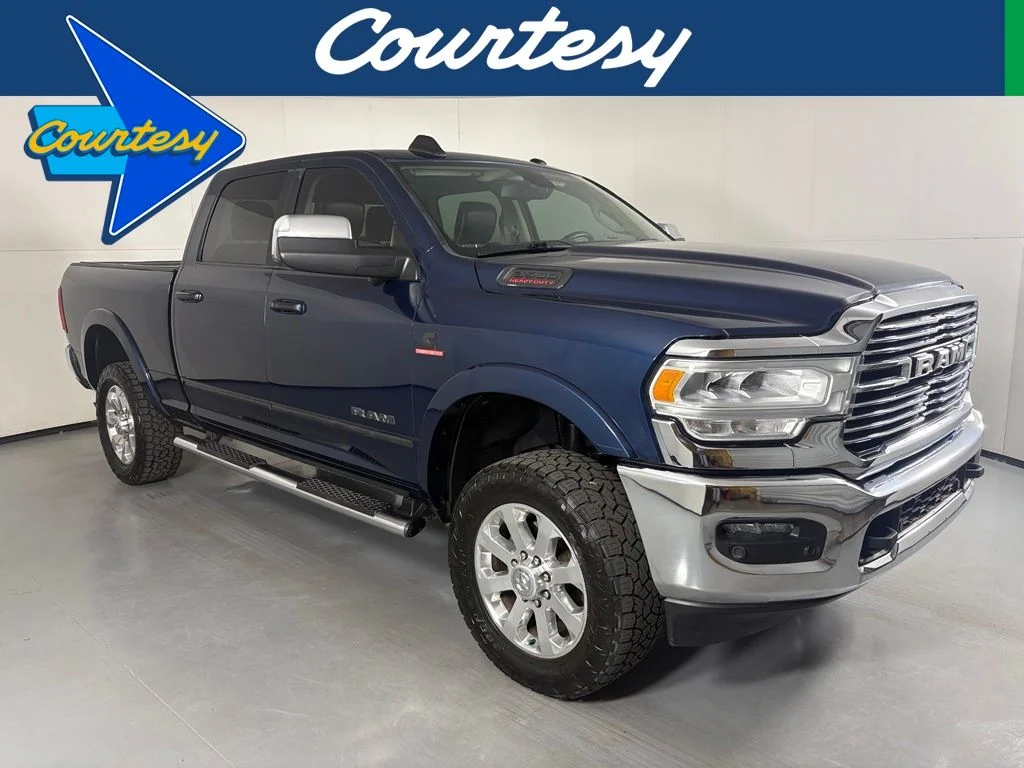 Blue 2019 RAM 3500 Laramie Crew Cab 4WD Pickup Truck Four-Wheel Drive