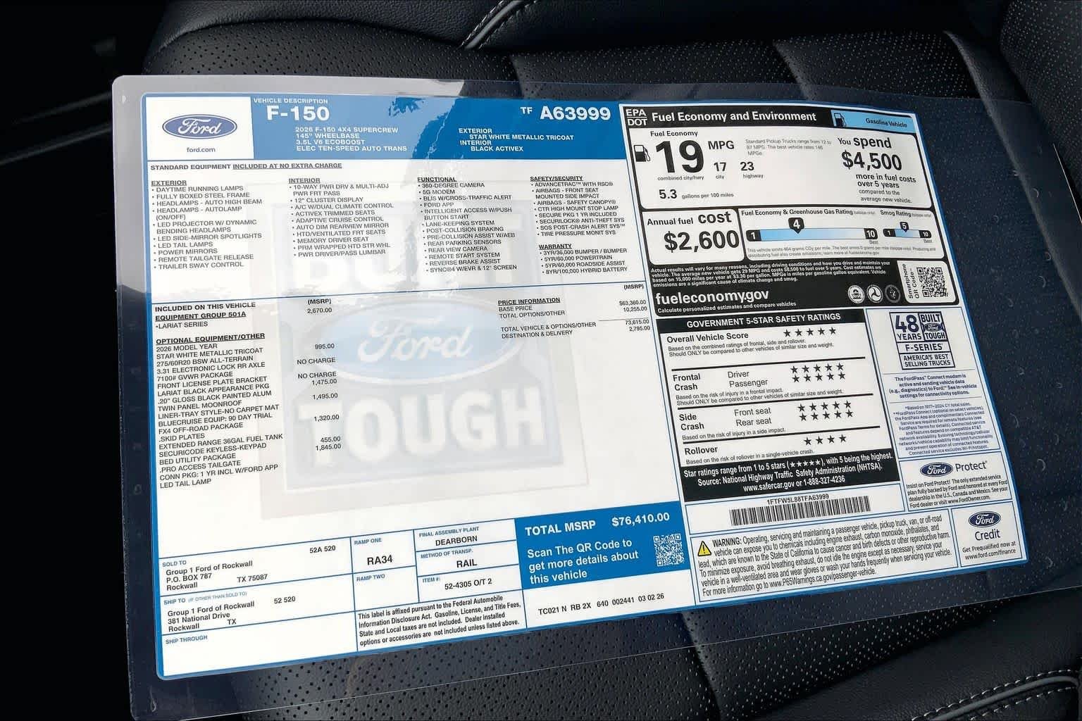New 2026 Star White Metallic Tri-Coat Ford Lariat® image 19