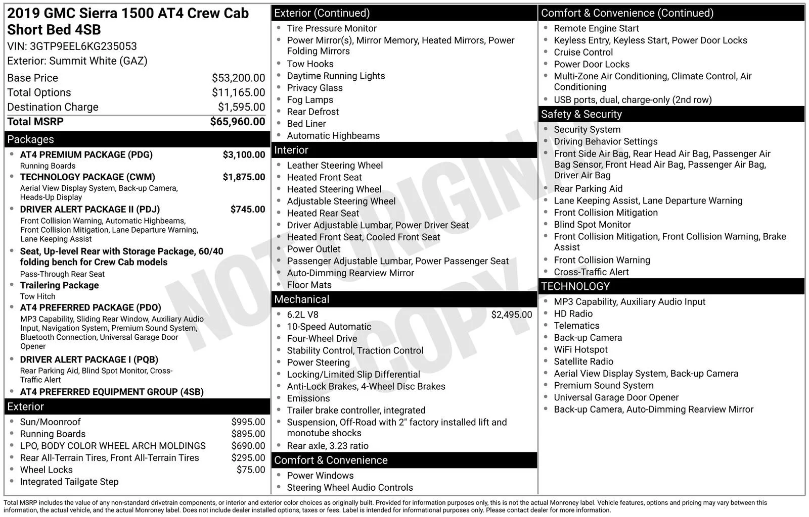 Used 2019 GMC Sierra 1500 AT4 with VIN 3GTP9EEL6KG235053 for sale in Baxter, Minnesota