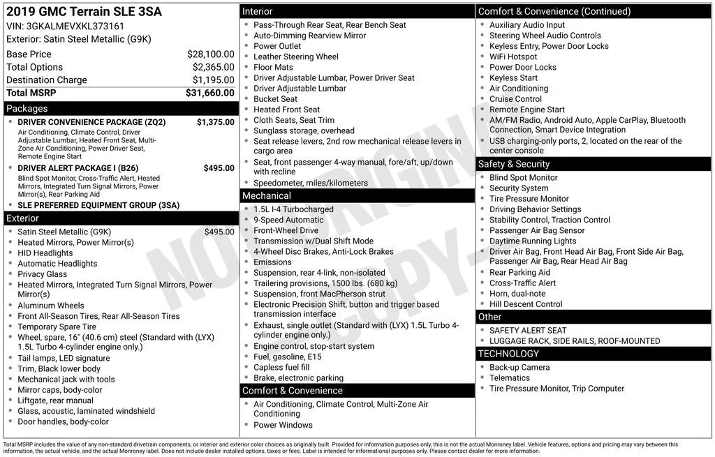 Used 2019 SATIN STEEL METALLIC GMC SLE image 7