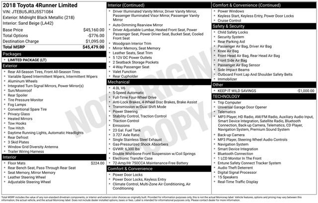 Used 2018 Midnight Black Metallic Toyota Limited image 12