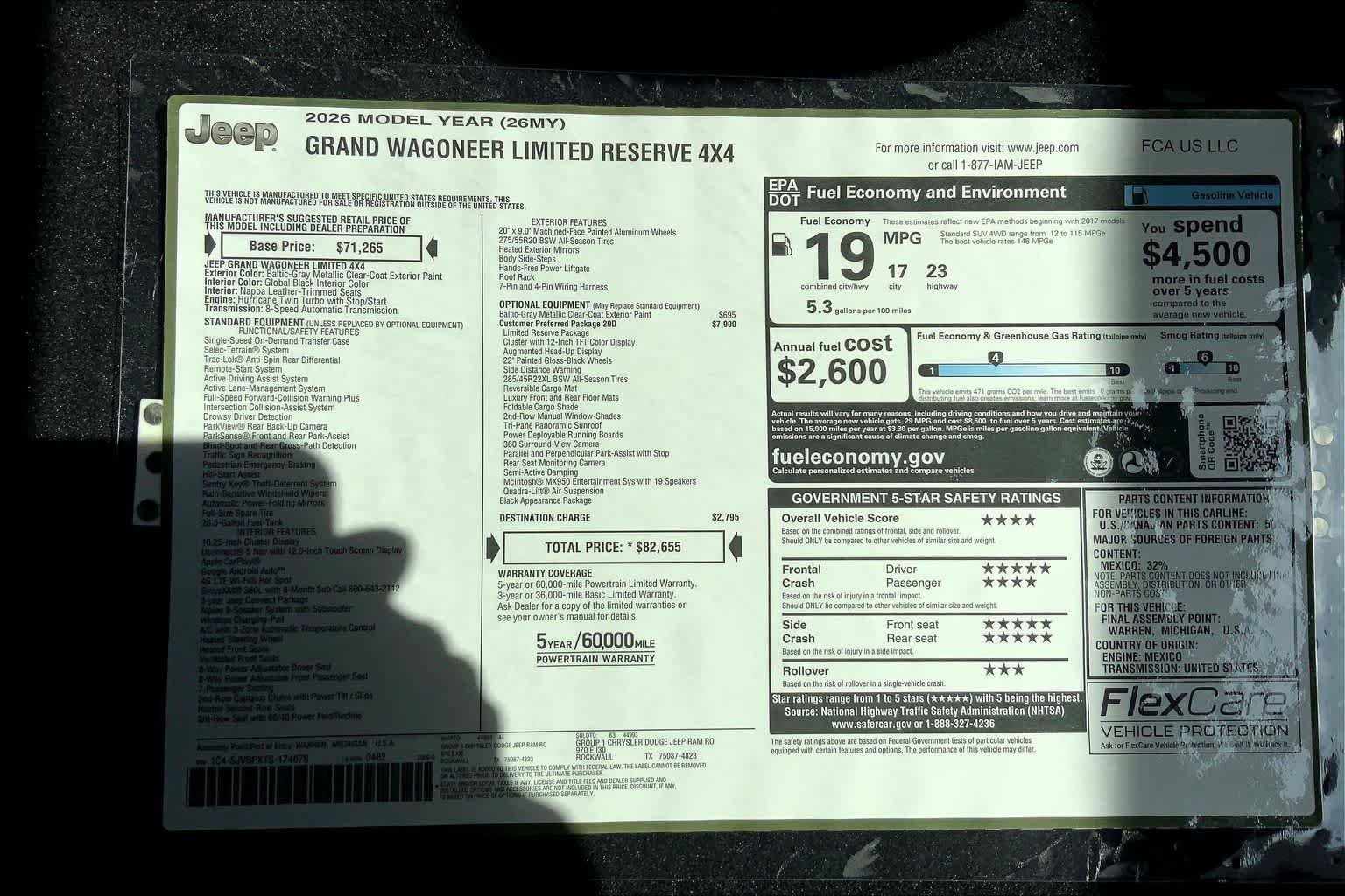 New 2026 Baltic-Gray Metallic Clear-Coat Exterior Paint Jeep Limited Reserve image 19