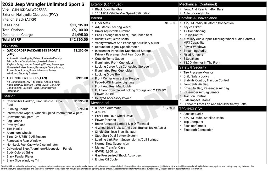 Certified Used 2020 Yellow Jeep Unlimited Sport S image 10
