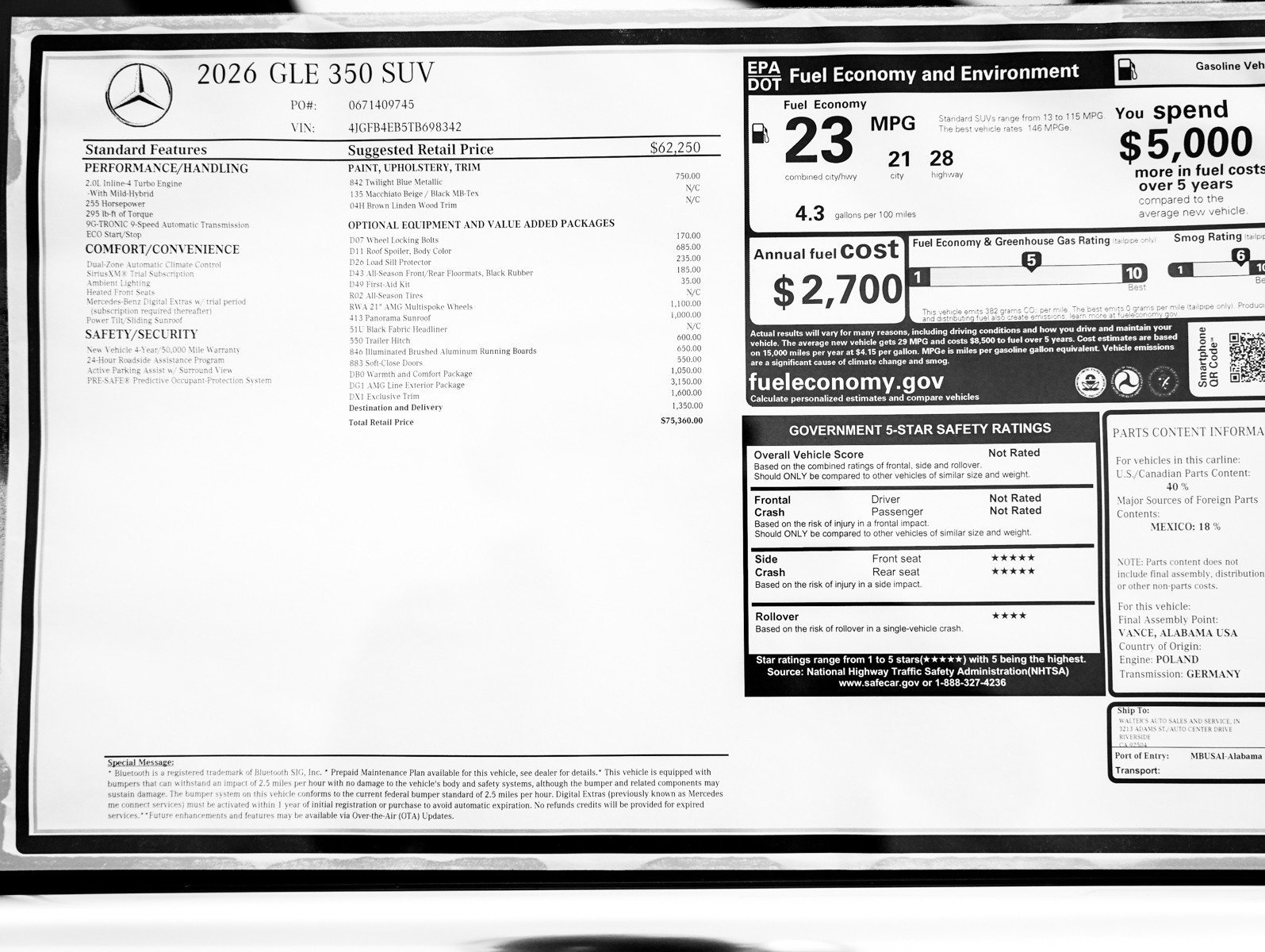 New 2026 Twilight Blue Metallic Mercedes-Benz GLE 350 image 27