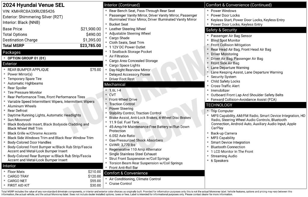 Used 2024 Silver Hyundai SEL image 2