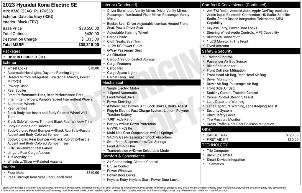 Used 2023 Hyundai Kona EV SE with VIN KM8K23AG1PU176568 for sale in Olympia, WA