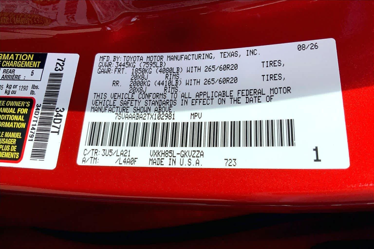 New 2026 Supersonic Red Toyota Platinum image 21