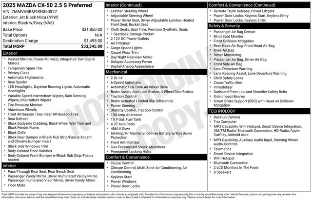 Used 2025 Jet Black Mica Mazda 2.5 S Preferred Package image 38