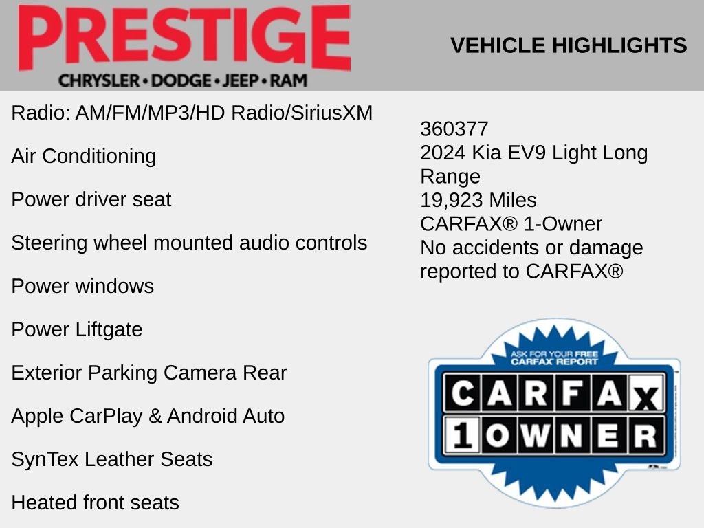 Used 2024 Kia EV9 Light L/R with VIN KNDAB5S18R6034943 for sale in Las Vegas, NV