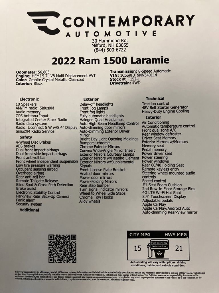 Used 2022 Granite Crystal Metallic Clearcoat Ram Laramie image 35