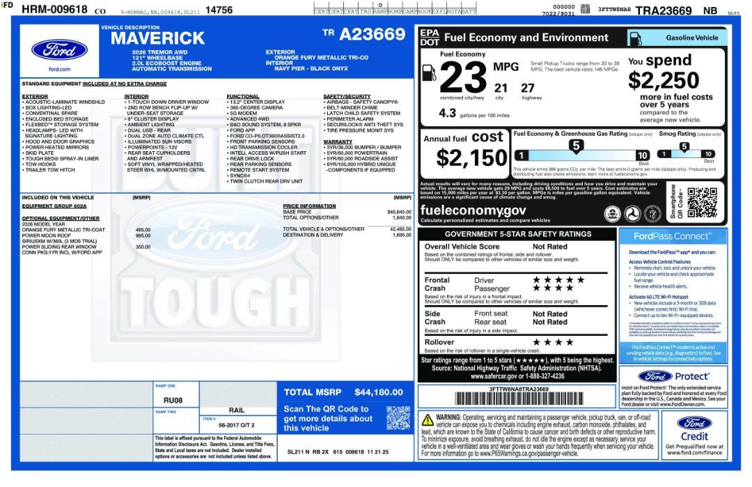New 2026 Orange Fury Metallic Tri-Coat Ford Tremor image 11