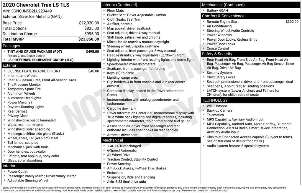 Used 2020 Silver Ice Metallic Chevrolet LS image 9