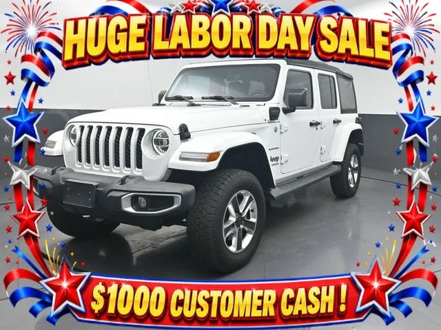 Used 2021 White Jeep Unlimited Sahara 4xe image 1
