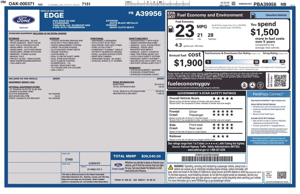 Used 2023 Black Ford SE image 16
