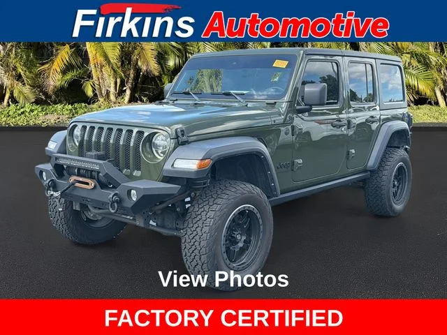 Certified Used 2022 Green Jeep Unlimited Sport S image 1