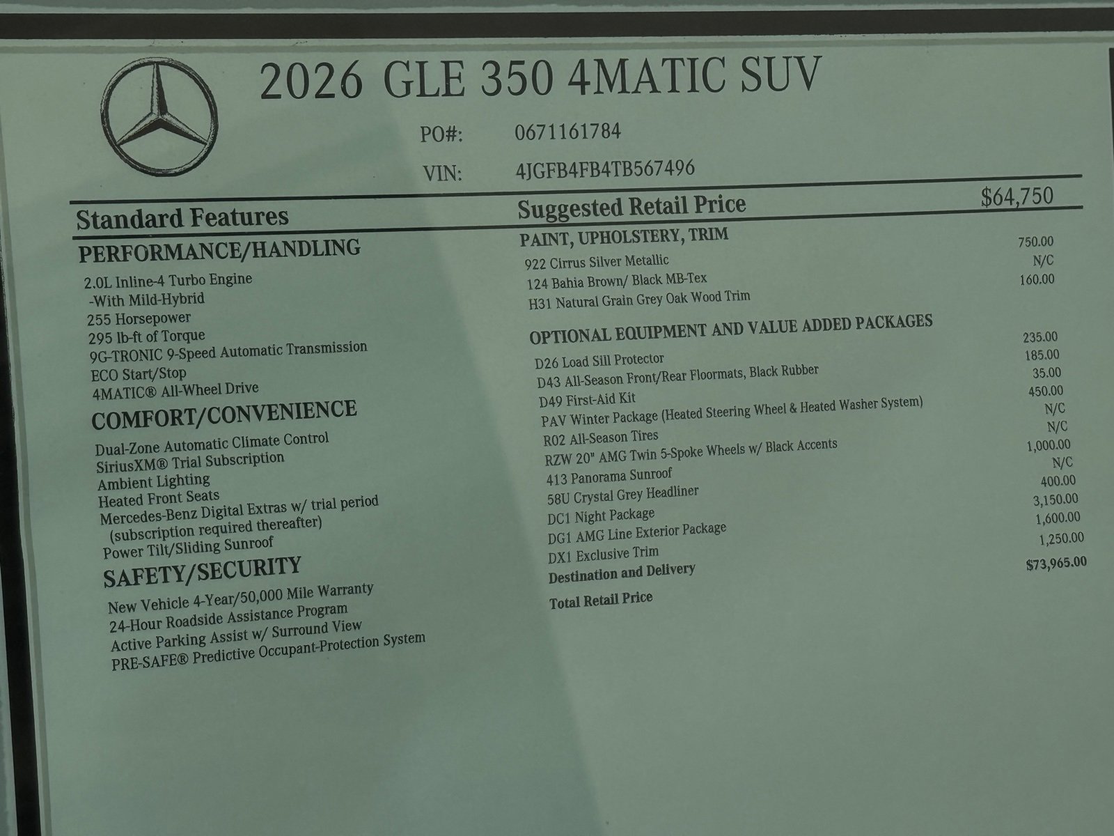 New 2026 Cirrus Silver Metallic Mercedes-Benz GLE 350 image 48
