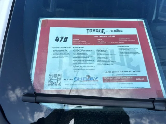 New 2026 Star White Metallic Tri-Coat Ford Torque 470 by SHELBY image 42