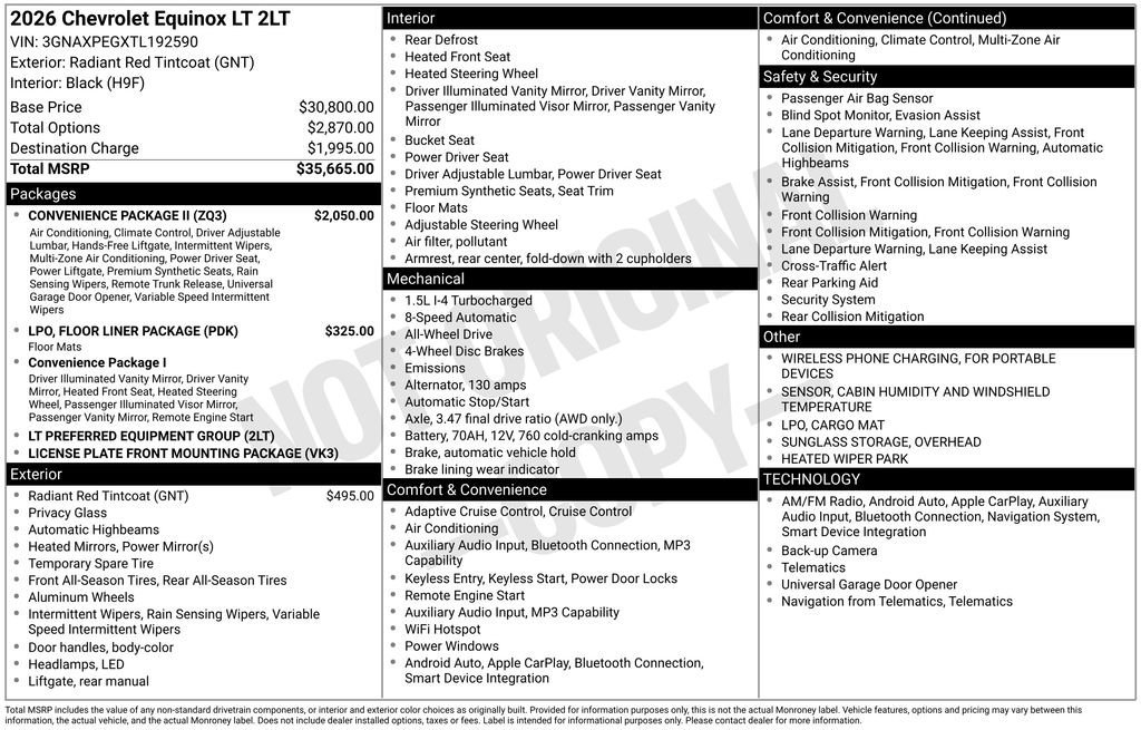 New 2026 Radiant Red Tintcoat Chevrolet LT image 31