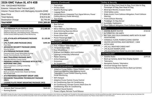 2026 GMC Yukon XL AT4