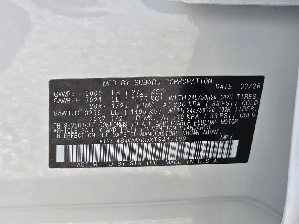 New 2026 CRYSTAL WHITE PEARL Subaru Touring 7-Passenger image 32
