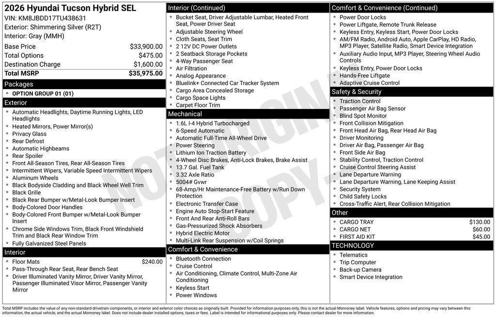 New 2026 Silver Hyundai SEL image 4