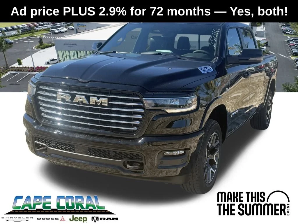 New 2026 Diamond Black Crystal Pearl-Coat Exterior Paint RAM Laramie image 1