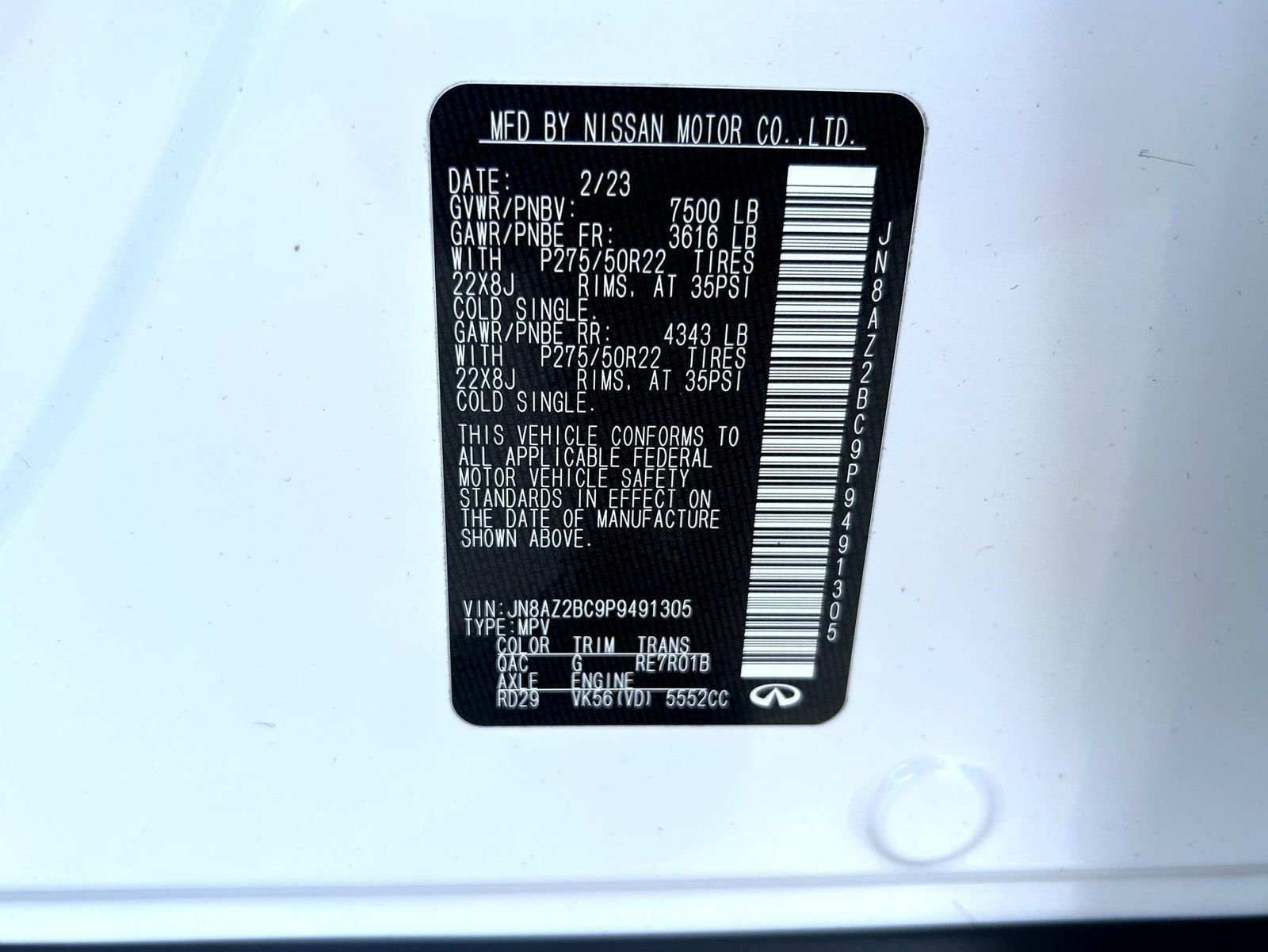 Used 2023 White INFINITI Sensory image 26