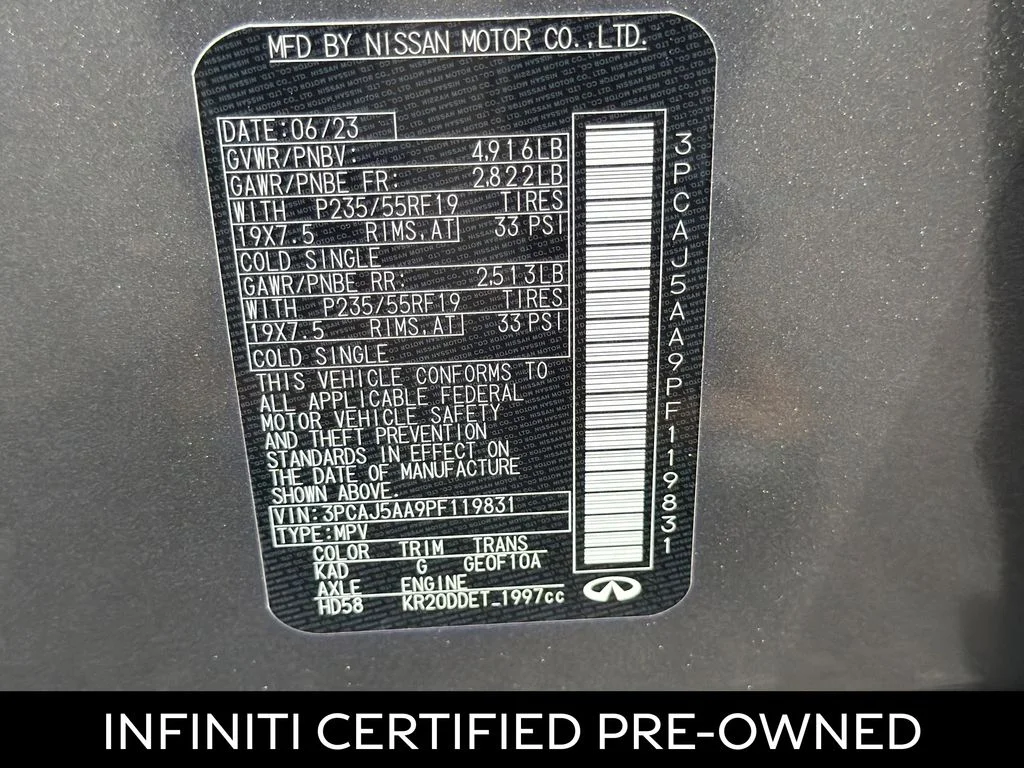 Certified Used 2023 Graphite Shadow INFINITI PURE image 27