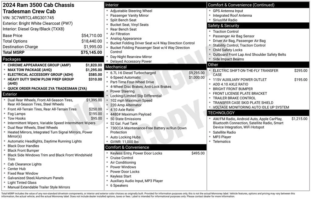 New 2024 Bright White Clear-Coat Exterior Paint RAM Tradesman image 6