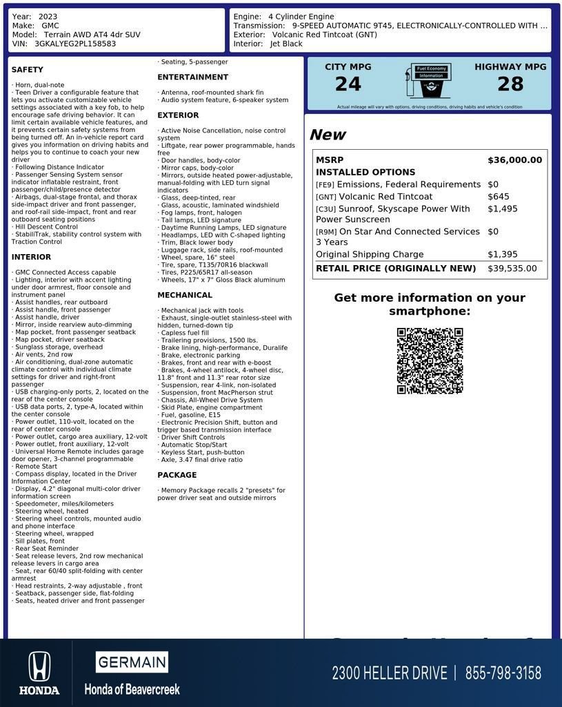 Used 2023 Volcanic Red Tintcoat GMC AT4 image 30