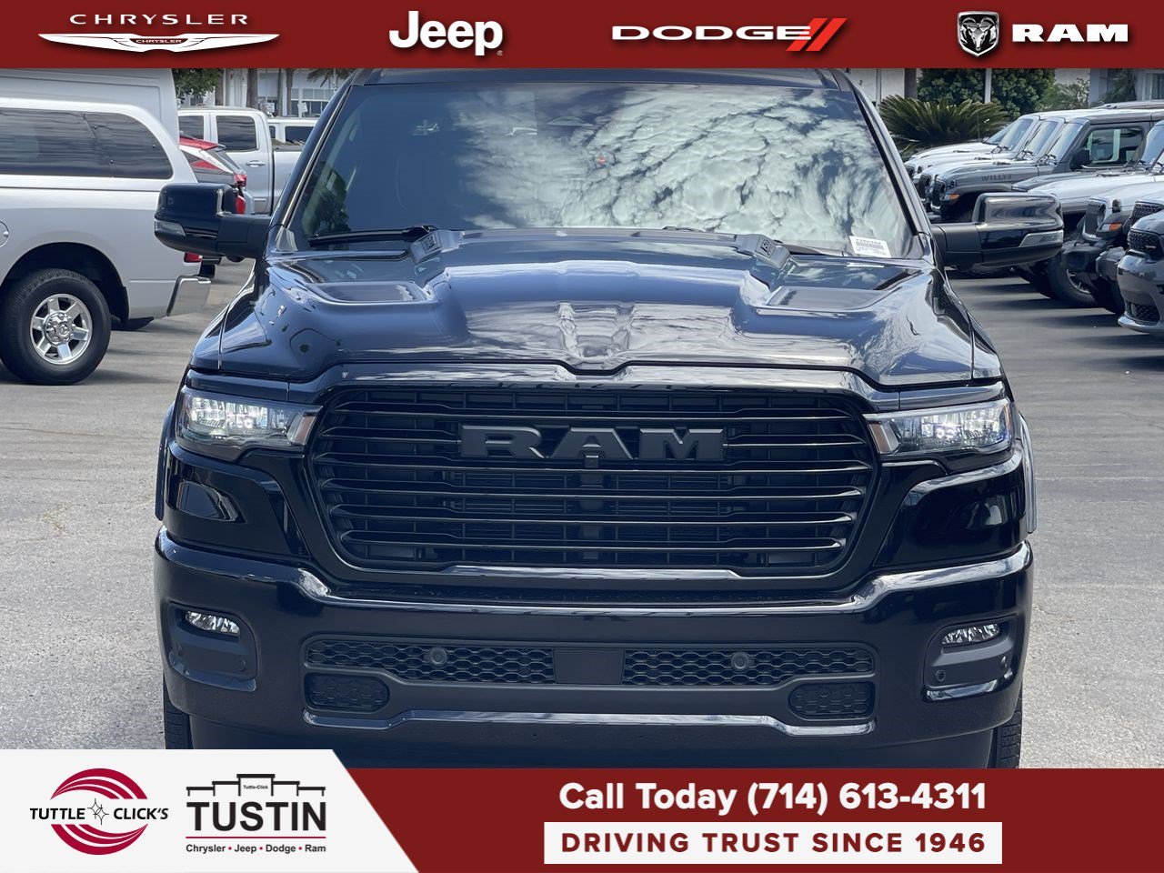 New 2026 Diamond Black Crystal Pearl-Coat Exterior Paint RAM Laramie image 2